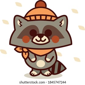 Cute and Sweet Winter Raccoon Character Mascot