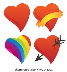 Cute Sweetheart, Cupid Heart, Valentines Day Heart, Rainbow Heart Vector Group