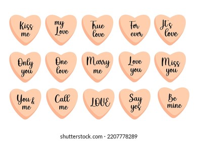Cute sweets, over concentration on white background, sweet talk for valentine's day
