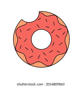Cute swim ring, donut shaped rubber swim ring in doodle style. A bright summer accessory. Simple illustration isolated on white background. Summer icon