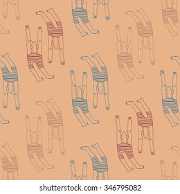 Cute swimmers seamless retro background, can be used for fashion textile, cloth, scrap booking and background. Hand draw pattern