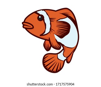Cute Swimming Clown Fish Illustration