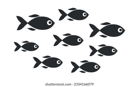 Cute swimming fishes Wall decals and simple minimalist wall artwork, Wall Sticker, Metal art deco, Simple design of fish swimming in figures