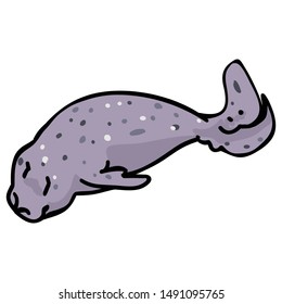 Cute swimming sea lion vector. Ocean mammal clipart. 