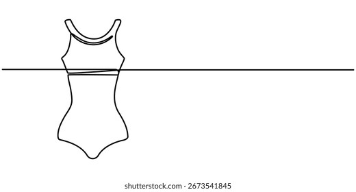  Ícone de maiô bonito desenho contínuo de uma linha, Ícone de verão de maiô Estilo de linha fina, Uma linha Ícone de maiô bonito fundo vetorial, Biquíni inferior Desenho de linha única com traço editável.