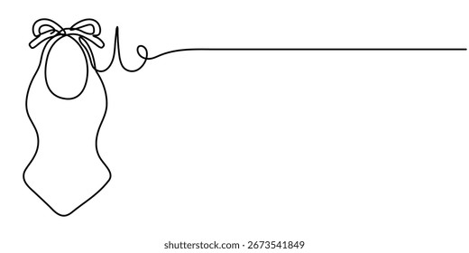  Ícone de maiô bonito desenho contínuo de uma linha, Ícone de verão de maiô Estilo de linha fina, Uma linha Ícone de maiô bonito fundo vetorial, Biquíni inferior Desenho de linha única com traço editável.