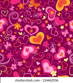 cute swirly hearts seamless background