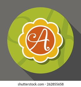 Cute A symbol based on flower. Alphabet A logo design. Vector illustration.