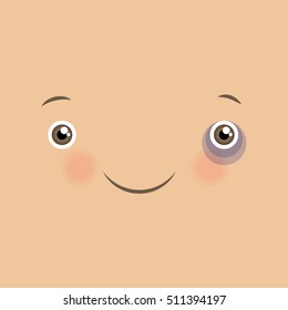Cute symbol of emoticon with smile. Fun icon of expression laughter face with joy and cheerful emotion. Illustration with happy eyes in cartoon design. Vector emoji banner.