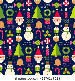 Cute symbol geometric elements seamless pattern for christmas and new year celebration.