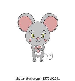 Cute symbol New 2020 Year - funny mouse. Ideal for commercial - flyer, leaflet, sertification. Can be used for greeting card, poster, decoration of mug, pillow, planner. Sweety mouse will bring luck!