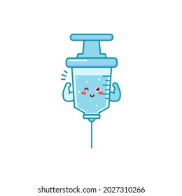 Cute syringe character illustration smile happy mascot logo kids play toys template