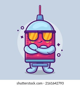 cute syringe character mascot with cool expression isolated cartoon in flat style design