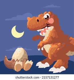 cute t rex dinosaur and eggs