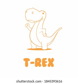 Cute T rex Dinosaur logo vector line art style concept. Dino icon clip art