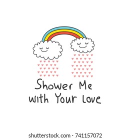 Cute t shirt design in doodle style with hand written quotes