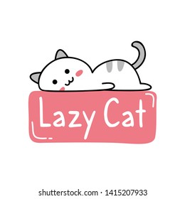 Cute t shirt design with kawaii lazy cat