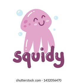 Cute t shirt design with kawaii octopus