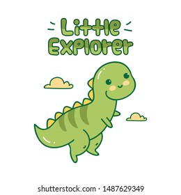 Cute t shirt design with little dinosaur