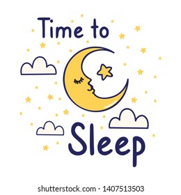 Cute t shirt design with slogan and cute moon