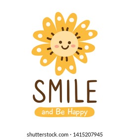 Cute t shirt design with smiling flower