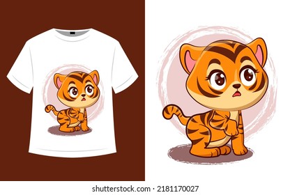 Cute t shirt design with tiger