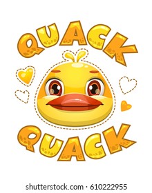 Cute t shirt print for kids with duck face. Vector illustration.