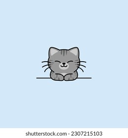 Cute tabby cat smiling cartoon  vector illustration
