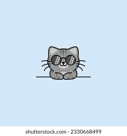 Cute tabby cat and sunglasses cartoon  vector illustration