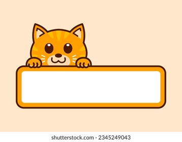 Cute Tabby Cat Vector Label