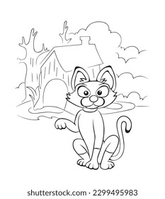 cute tabby kitten comic animal character coloring book