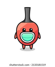 cute table tennis racket cartoon wearing a mask , cute style design for t shirt, sticker, logo element