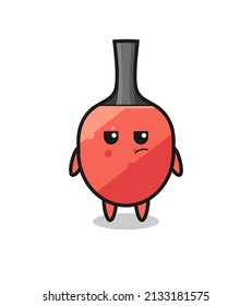 cute table tennis racket character with suspicious expression , cute style design for t shirt, sticker, logo element