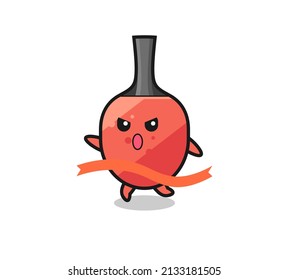 cute table tennis racket illustration is reaching the finish , cute style design for t shirt, sticker, logo element