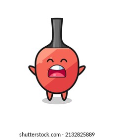 cute table tennis racket mascot with a yawn expression , cute style design for t shirt, sticker, logo element