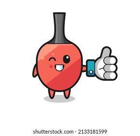cute table tennis racket with social media thumbs up symbol , cute style design for t shirt, sticker, logo element