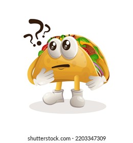 Cute taco asking questions. Perfect for food store, small business or e-Commerce, merchandise and sticker, banner promotion, food review blog or vlog channel
