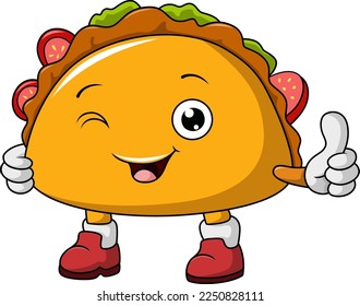 Cute taco cartoon character giving thumbs up