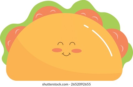 Personagem Taco Cartoon bonito com rosto sorridente ilustração plana