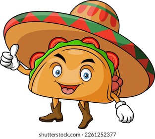 Cute taco cartoon giving thumb up