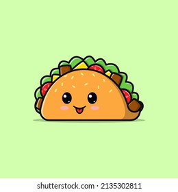 Cute-Taco-Cartoon-Illustration mit Gesichtsausdruck