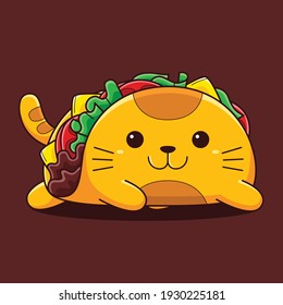 Cute Taco Cat Vektor Cartostyle