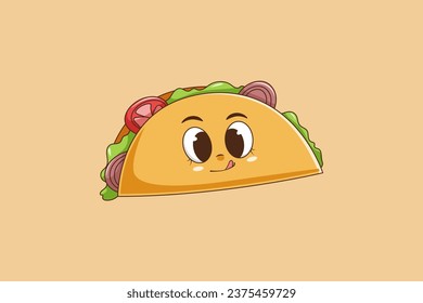 Cute Taco Character Design Illustration