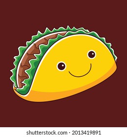 cute taco character in flat design style