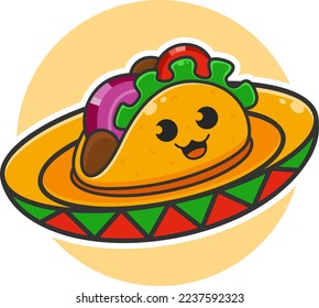 cute taco character in a mexican hat