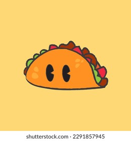 Cute Taco Character Vector Illustration Mascot