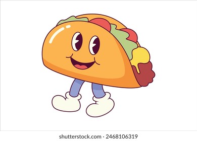 Cute Taco Flat Sticker Design