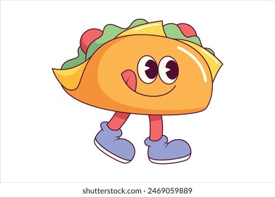 Cute Taco Flat Sticker Design