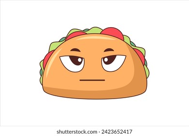 Cute Taco Funny Flat Sticker Design