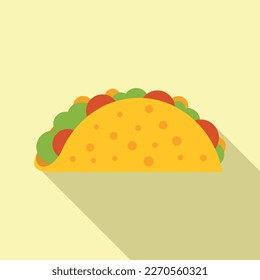 Cute taco icon flat vector. Mexican food. Funny meat